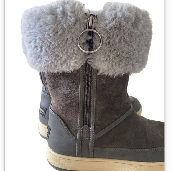 Koolaburra by UGG Tynlee Gray Waterproof Faux Fur Trim Boot Size 6 - Picture 3 of 8